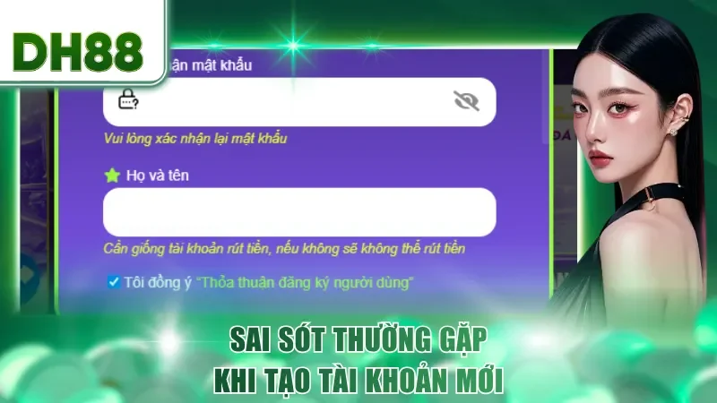 Sai sót thường gặp khi tạo tài khoản mới